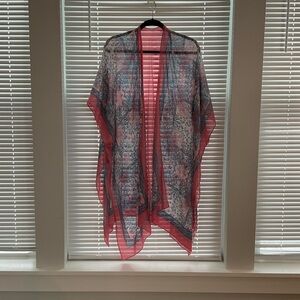Chic Sheer Kimono - Peach and Grey